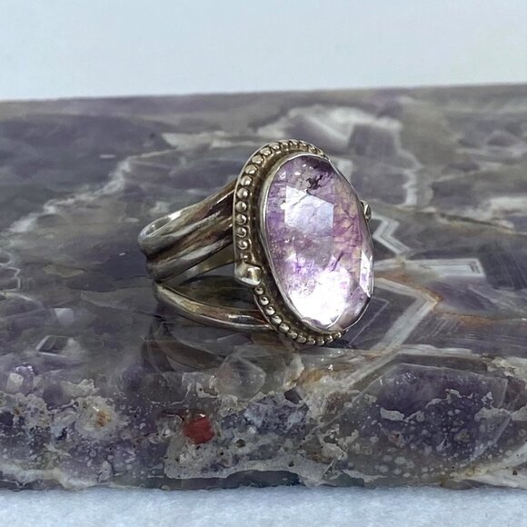 Sterling Silver 925 Jay King DTR Oval Faceted Dyed Quartz Triple Band Ring 6.5 - Picture 5 of 16